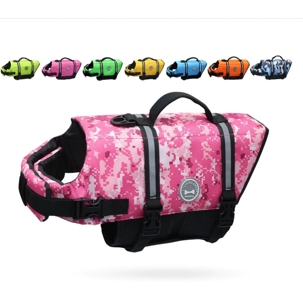 Vivaglory Pink Ripstop Dog Life Vest